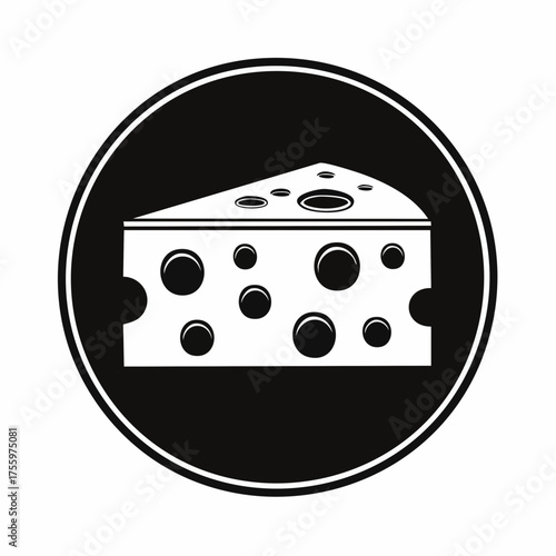 Swiss cheese or emmental cheese flat color icon for food apps and websites