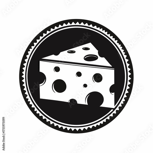 Swiss cheese or emmental cheese flat color icon for food apps and websites