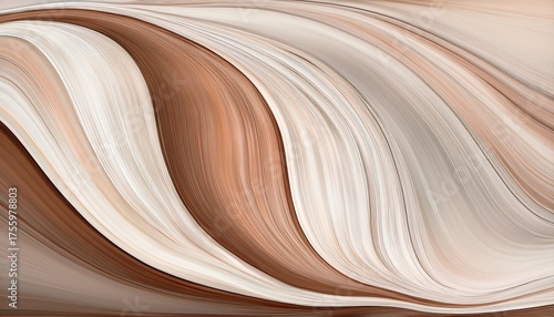 Decorative Designed Horizontal Banner With Light Gray Bisque And Pastel Brown Colors Very Dynamic Curved Lines With Fluid Flowing Waves And Curves