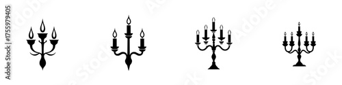 Elegant designs of black chandelier silhouettes in varying styles displayed together