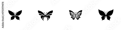 Unique butterfly silhouettes illustrating various designs and styles against a white background