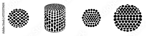 Visual exploration of geometric shapes and dot patterns in black and white at an art exhibition