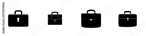 Different styles of briefcases displayed side by side in a minimalist design showcasing their unique shapes and features