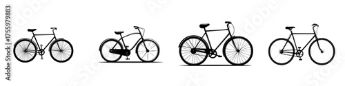 Various bicycle designs illustrated in a minimalist style for urban cycling enthusiasts to appreciate their diversity
