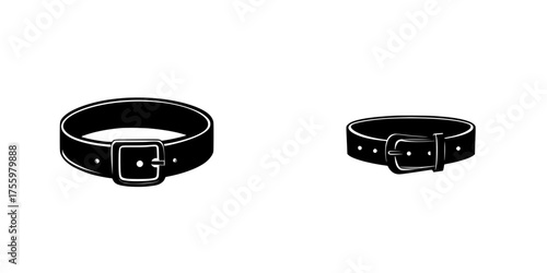 Simple black belts showcasing different buckle styles on a white background reflecting minimalist fashion accessories