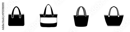 Various stylish tote bags illustrated in black and white designs suitable for casual outings and everyday use