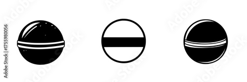 Modern graphic design featuring three circular icons with distinct patterns against a white background