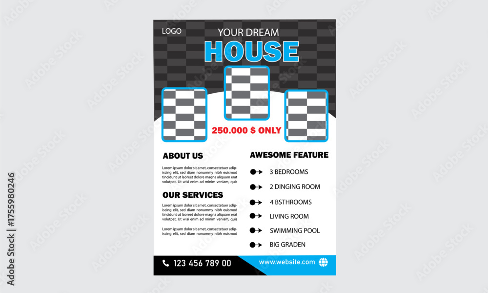 Fototapeta premium corporate minimal house flyer design template