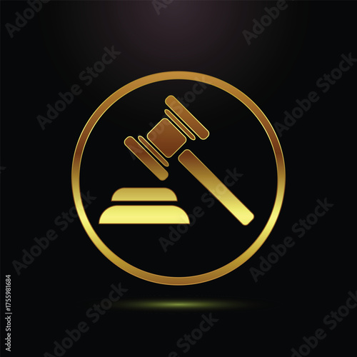 Golden Gavel Symbol Illustrating Judicial Authority Decision Making In The Court Of Law