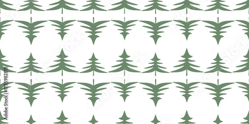 Сhristmas trees silhouettes in rows, evergreen, seamless pattern, abstract, vector background, paper, wallpaper, textile, wrapper