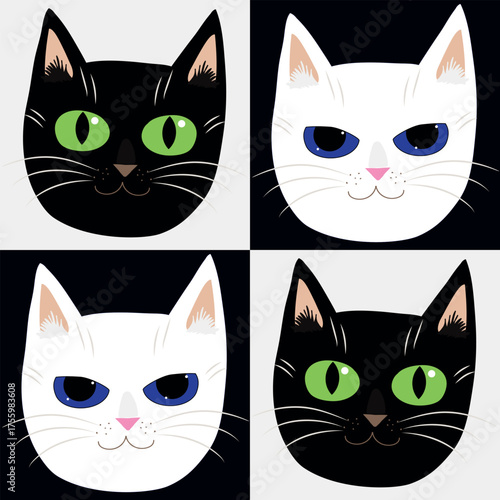 A pattern with cute cat faces. For printing on fabric.