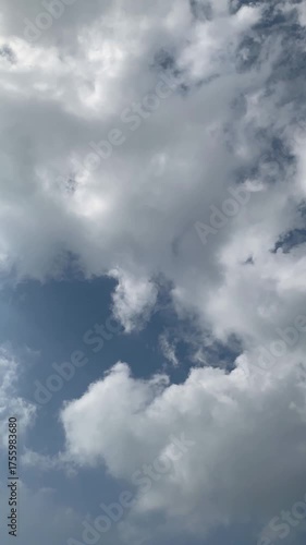 The movement of white clouds
