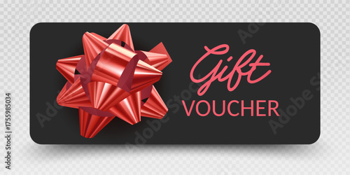 Gift voucher or gift certificate with red bow holiday sales, and premium product