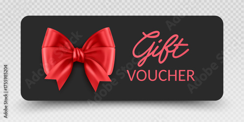 Gift voucher or gift certificate with red bow holiday sales, and premium product