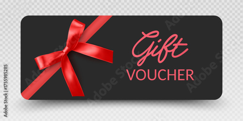 Gift voucher or gift certificate with red bow holiday sales, and premium product