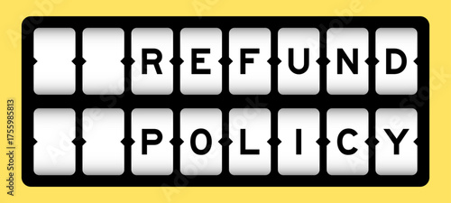 Black color in word refund policy on slot banner with yellow color background
