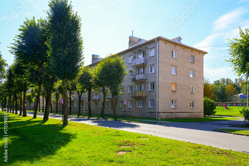 Khrushchevka (low-cost apartment building) in Sillamäe, a former Soviet closed city located on the coast of the Baltic Sea in Estonia