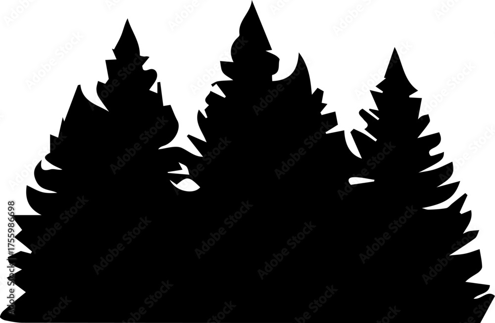 Obraz premium Silhouette of Pine Trees Forest Landscape vector x 29 1 (14)