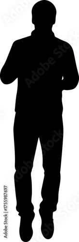 Silhouette of a Person Running in Black