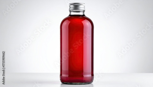 Wallpaper Mural Bottle of red liquid on table, against white background. For drink product promotion Torontodigital.ca
