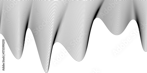 Abstract vector background with black wavy lines.  black wavy lines on white background EPS10.