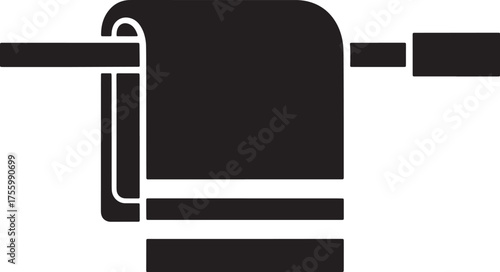 Black and White Towel on a Rack Illustration.