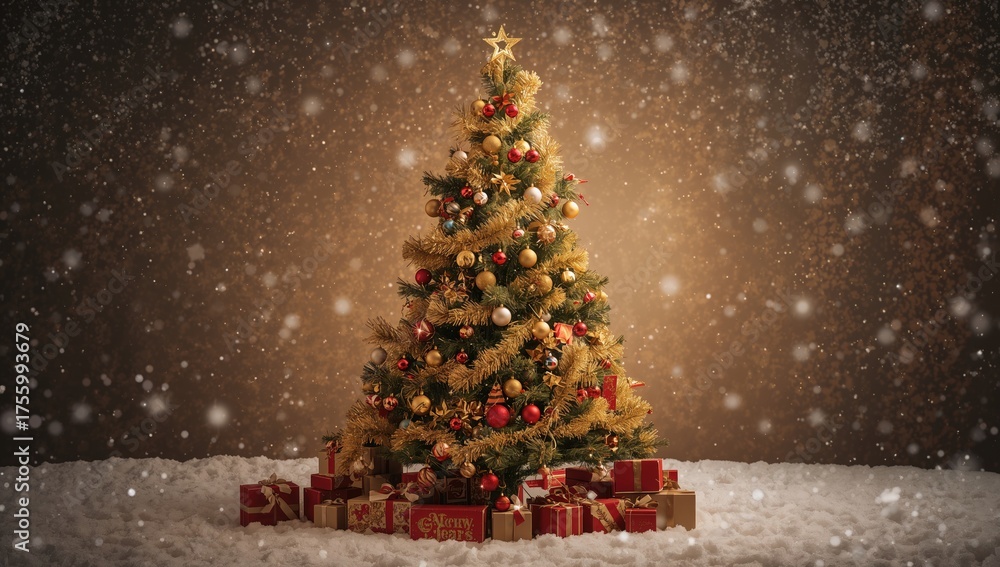 Obraz premium Holiday tree decorated with festive ornaments