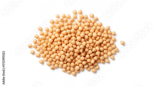 Group of chickpeas on a plain white surface