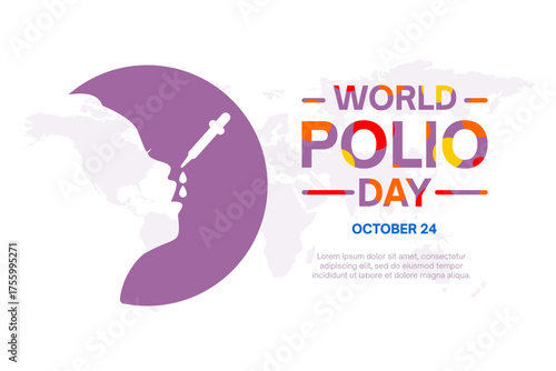 Silhouette of a child receiving polio vaccine drops for World Polio Day celebration.