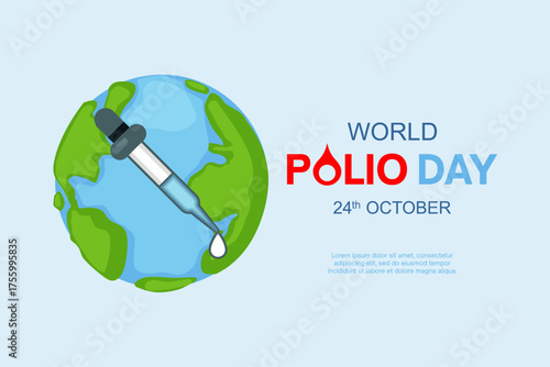 Illustration of Earth with a dropper symbolizing global vaccination for World Polio Day.