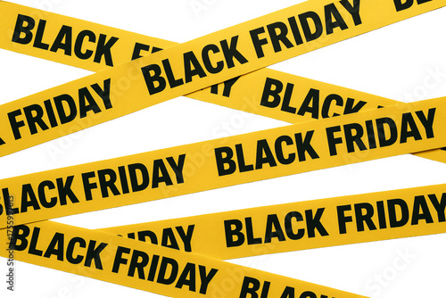 Black and yellow “Black Friday” stripes. Energy. Discounts. Shopping.