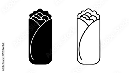 Shawarma wrap outline with transparent background