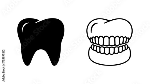 Tooth and dentures with transparent background
