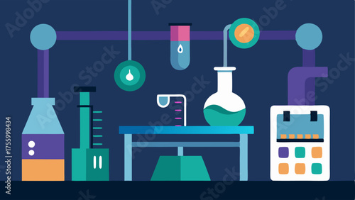 AntiAging Laboratory A hightech lab bench with beakers and machinery showcasing exosomes being isolated and nanotechnology devices in the background.