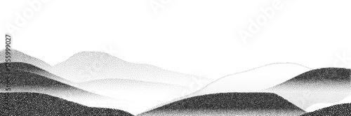 Textured halftone mountain scene in retro photocopy and brutalist Y2K collage aesthetic.