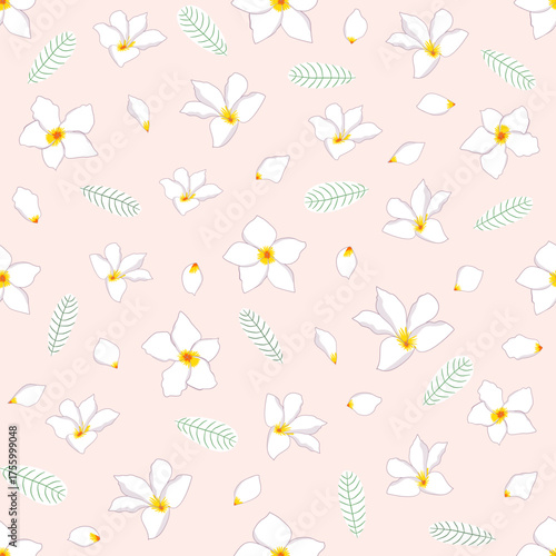 Seamless Pattern wallpaper Vector Illustration baroque white pink floral ornament graphic for fabric packaging ornate Elegant Vintage carpet Luxury cloth Home Decoration green white background