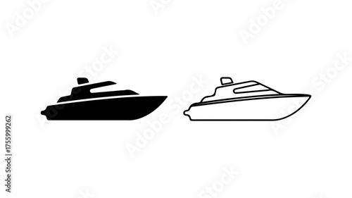 Motorboats outline with transparent background