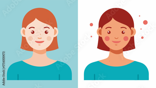 Before and After Comparison Sidebyside illustrations displaying a clients skin condition before and after the exosome treatment showing improvements in texture and radiance.