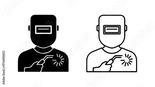 Welder working with sparks with transparent background