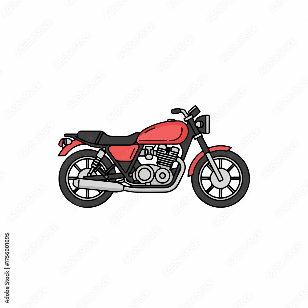 Obraz premium Red vintage motorcycle illustration with classic design, concept of travel, freedom, and transportation.