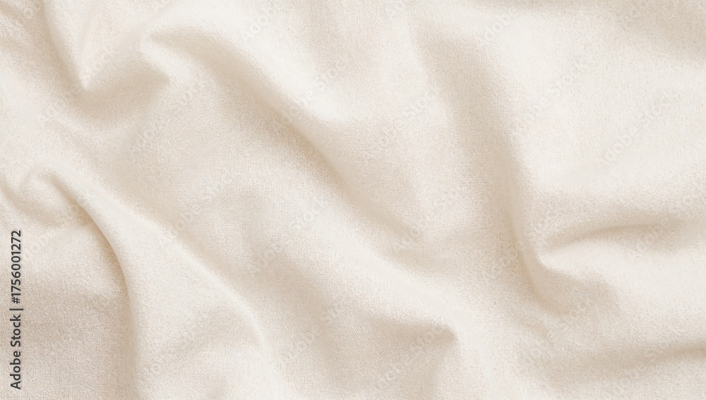 Fototapeta premium Soft cream cotton material texture with natural wrinkles, ideal for textile design or backgrounds.