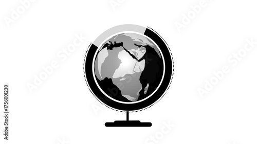 Futuristic Globe Earth Sphere with Network Connection Global Hologram Hud Animation 4k