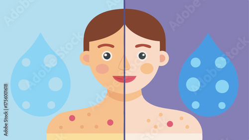 Before and After A sidebyside comparison showing skin texture before and after an exosome treatment highlighting plumper and more hydrated skin.