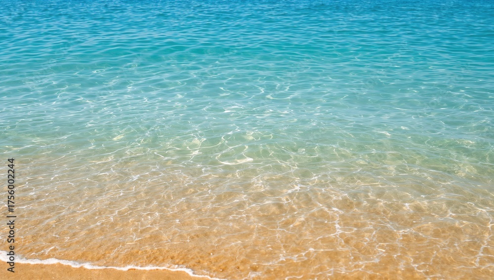 Obraz premium Transparent and salty blue sea surface with sandy reflections