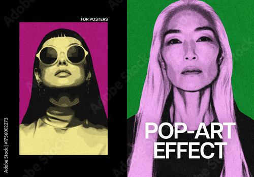 Pop Art Halftone Poster Photo Effect Mockup