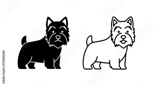 Quadro su tela West highland white terrier outline with transparent background