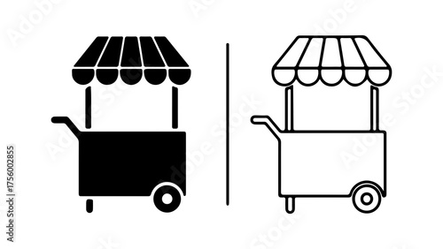 Food cart icon set with transparent background