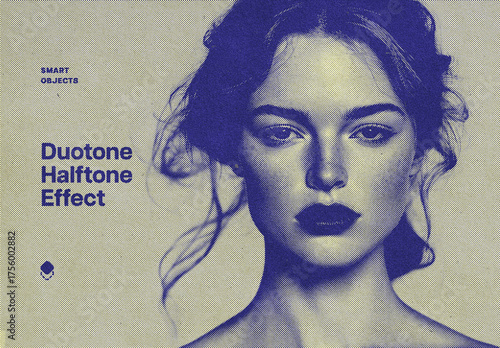 Duotone Halftone Photo Effect Mockup
