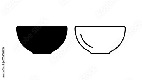 Empty bowls with outline and solid fill with transparent background
