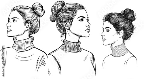 The minimalist artistic design is exemplified in the elegant silhouette of a woman shown in profile, in black and white